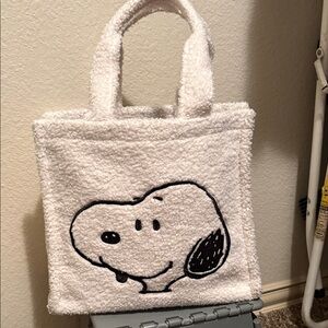 White Tote Bag with Snoopy Design